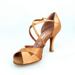 Carica immagine nella Galleria, Wishdance Scarpa Basica Da donna in Raso Bronzo con Cinturino Incrociato sul Collo Piede
