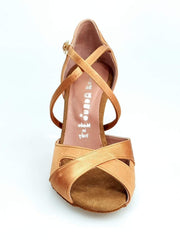 Carica immagine nella Galleria, Wishdance Scarpa Basica Da donna in Raso Bronzo con Cinturino Incrociato sul Collo Piede
