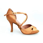 Carica immagine nella Galleria, Wishdance Scarpa Basica Da donna in Raso Bronzo con Cinturino Incrociato sul Collo Piede
