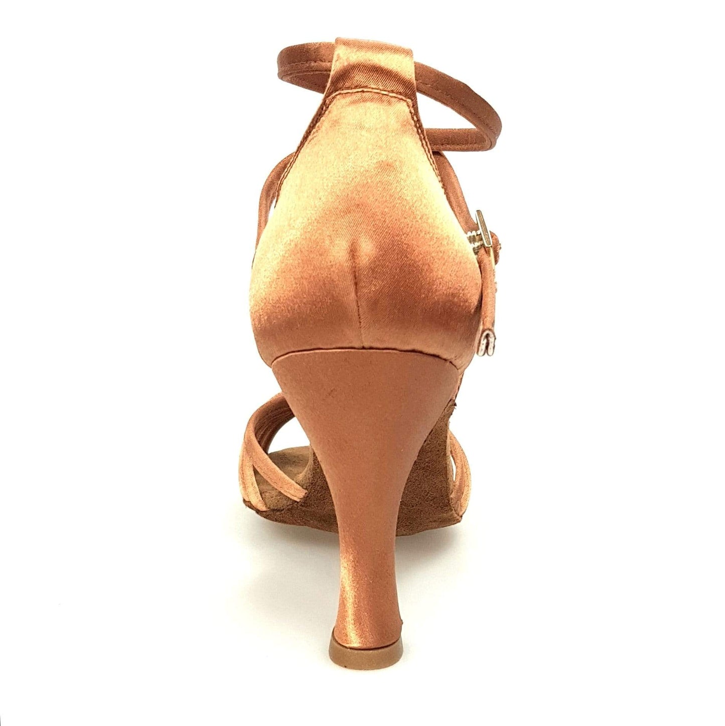 Scarpa da ballo Wishdance Patty QB in raso bronzo con fascette, cinturino doppio e tacco a rocchetto, donna.