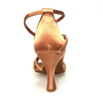 Load image into Gallery viewer, Wishdance Scarpa Basica da donna in raso bronzo con fascette e cinturino doppio sulla caviglia
