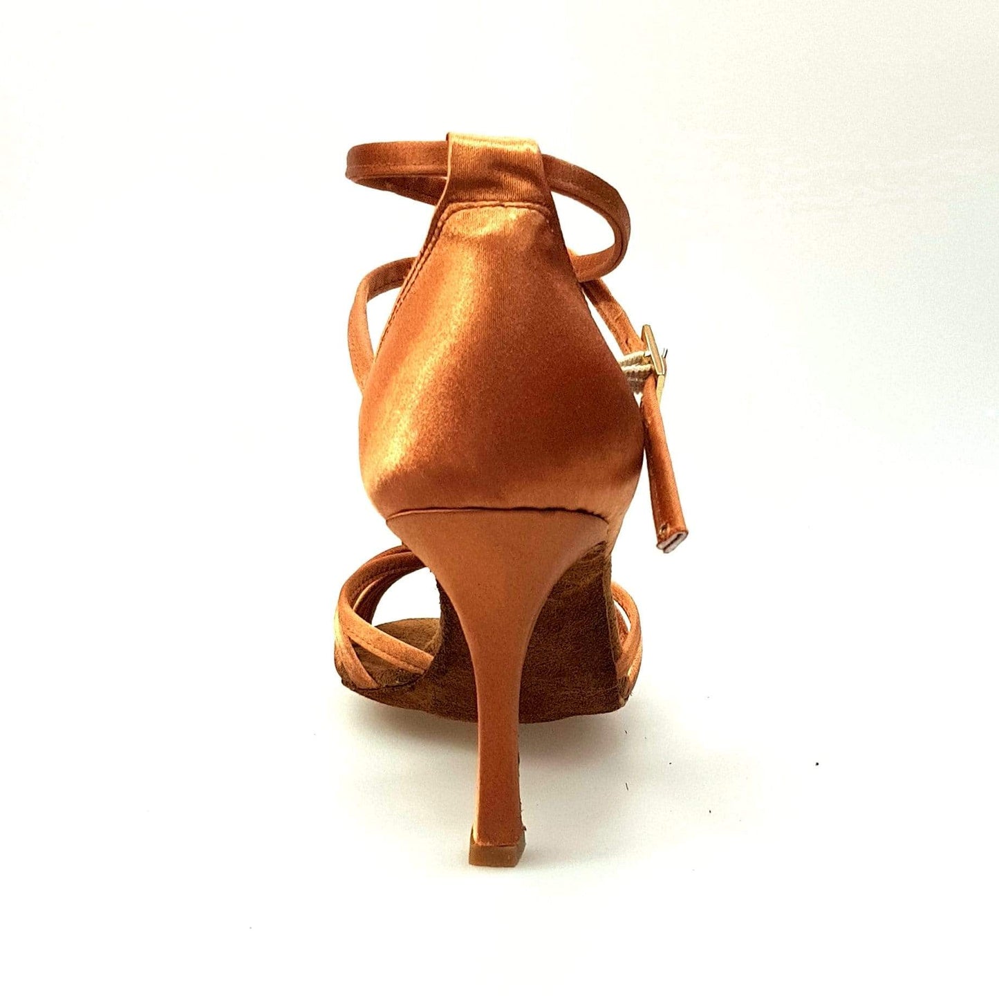 Scarpa da ballo donna Wishdance Patty QB in raso bronzo con fascette, cinturino doppio e tacco a rocchetto.