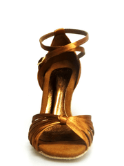 Carica immagine nella Galleria, Wishdance Scarpa Basica da donna in Raso Bronzo con fascette rivestite in Camoscio e tacco a Rocchetto
