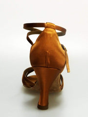 Carica immagine nella Galleria, Wishdance Scarpa Basica da donna in Raso Bronzo con fascette rivestite in Camoscio e tacco a Rocchetto
