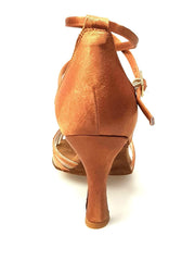 Carica immagine nella Galleria, Wishdance Scarpa Basica da donna in Raso Bronzo con Retina e Cinturino doppio sulla Caviglia
