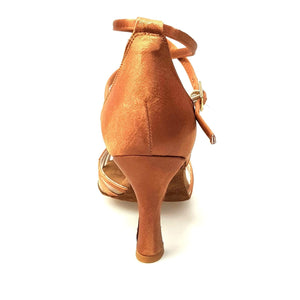 Wishdance Scarpa Basica da donna in Raso Bronzo con Retina e Cinturino doppio sulla Caviglia