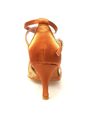 Carica immagine nella Galleria, Wishdance Scarpa Basica da donna in Raso Bronzo con Retina e Cinturino doppio sulla Caviglia
