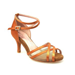 Load image into Gallery viewer, Wishdance Scarpa Basica da donna in Raso Bronzo con Retina e Cinturino doppio sulla Caviglia
