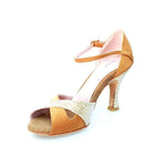 Carica immagine nella Galleria, Wishdance Scarpa Basica da donna in Raso Bronzo e Multicolor Oro con Cinturino Singolo
