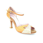 Carica immagine nella Galleria, Wishdance Scarpa Basica da donna in Raso Bronzo e Multicolor Oro con Cinturino Singolo
