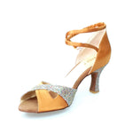 Carica immagine nella Galleria, Wishdance Scarpa basica da Donna in raso bronzo e muticolor con cinturino doppio sulla Caviglia

