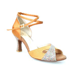 Carica immagine nella Galleria, Wishdance Scarpa basica da Donna in raso bronzo e muticolor con cinturino doppio sulla Caviglia
