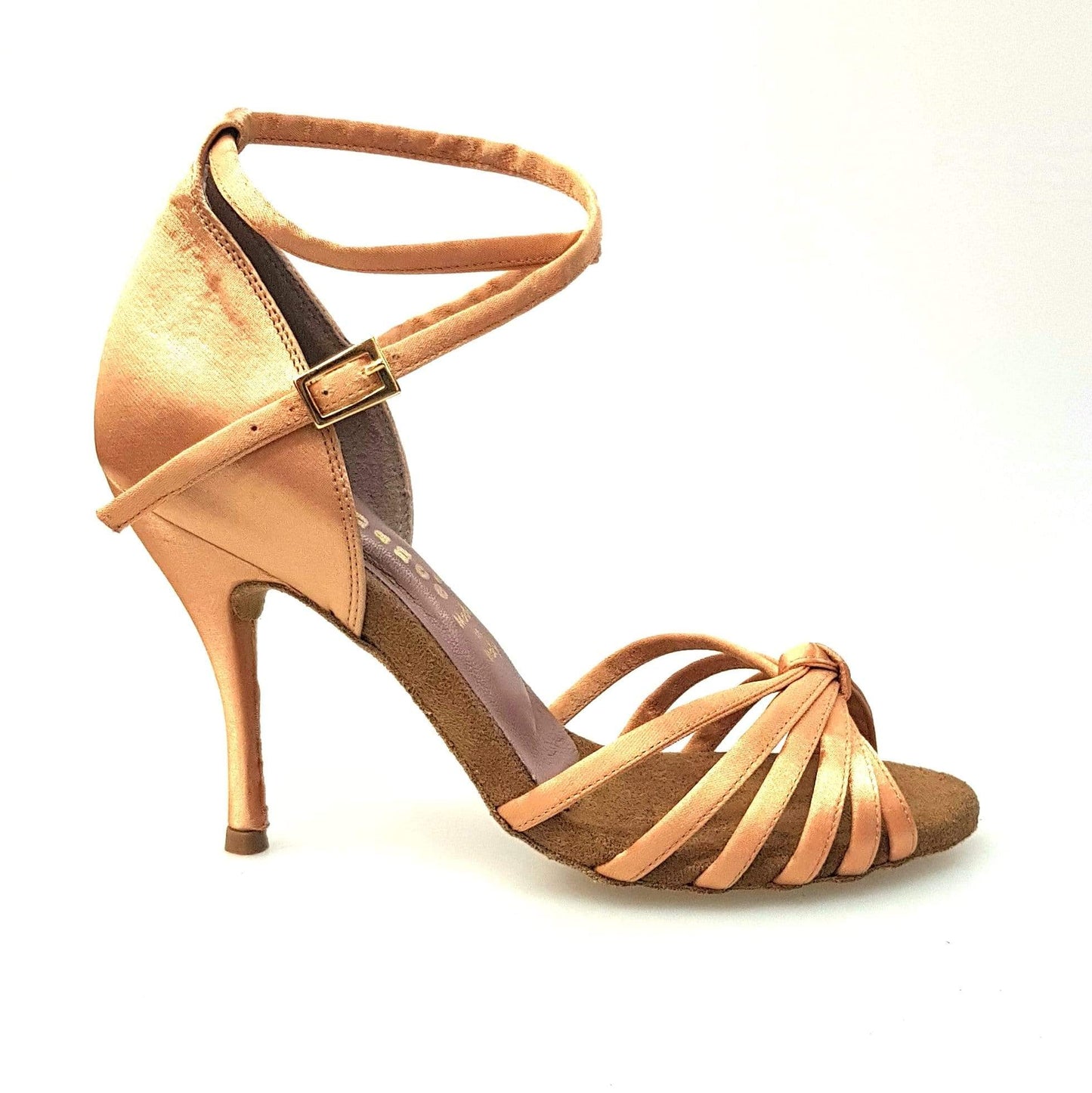 Scarpa donna Wishdance Patty QB in raso carne con fasce, cinturino doppio e tacco a spillo, dettaglio elegante e femminile.