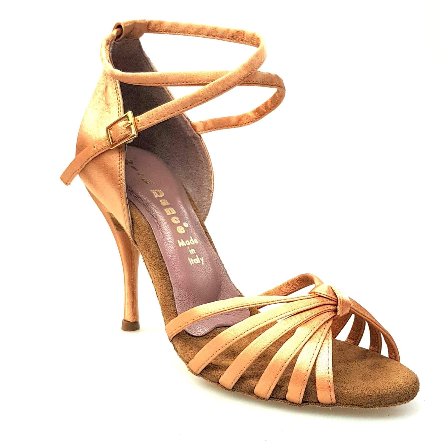 Scarpa Donna Wishdance Patty QB in raso carne con fascette, cinturino doppio e tacco a spillo, dettaglio elegante e raffinato