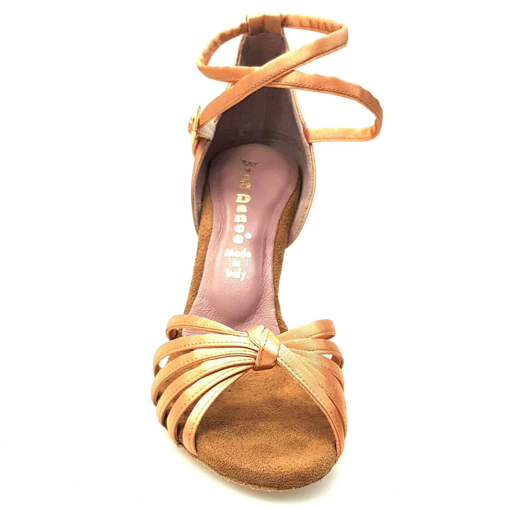 Scarpa donna Wishdance Patty QB in raso carne con fascette e cinturino doppio sulla caviglia, tacco a spillo.