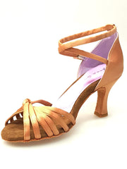 Load image into Gallery viewer, Wishdance Scarpa basica da Donna in raso Carne con fascette e Cinturino doppio sulla caviglia
