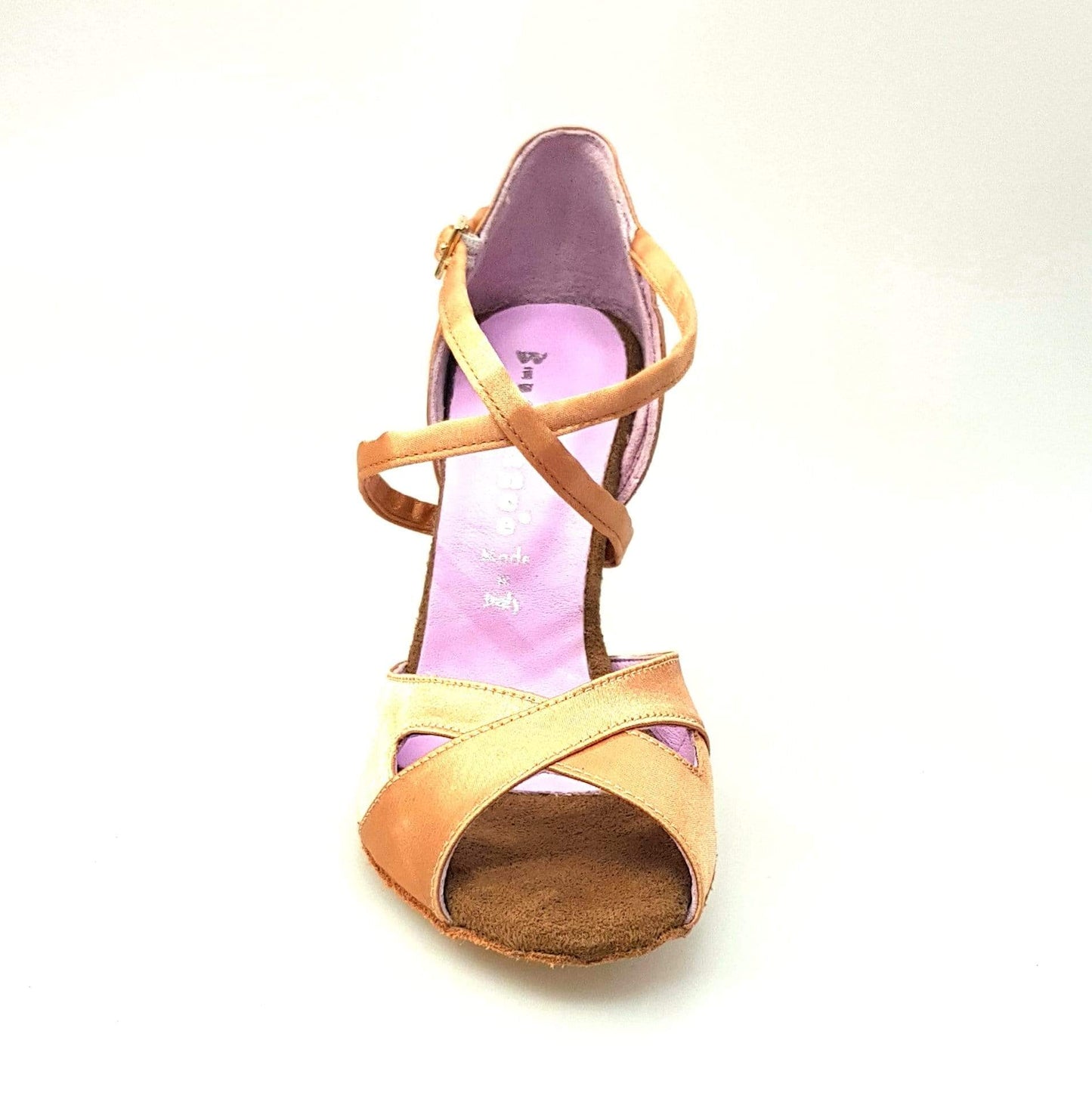 Scarpa Wishdance Ely QC da donna in raso carne con cinturino incrociato sul collo, tacco rocchetto, elegante e comoda.
