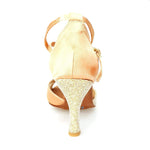 Carica immagine nella Galleria, Wishdance Scarpa Basica da Donna in Raso Carne e Multicolor Oro con Cinturino Doppio sulla Caviglia
