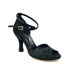 Load image into Gallery viewer, Wishdance Scarpa Basica da Donna in Raso Nero con Cinturino doppio sulla Caviglia
