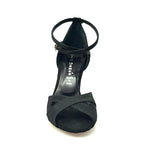 Load image into Gallery viewer, Wishdance Scarpa Basica da Donna in Raso Nero con Cinturino doppio sulla Caviglia

