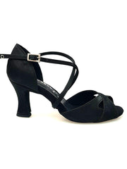 Carica immagine nella Galleria, Wishdance Scarpa Basica Da donna in Raso Nero con Cuscino memorex e Cinturino Incrociato sul Collo Piede
