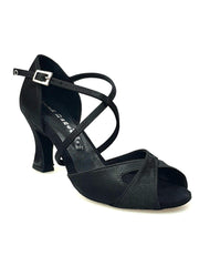 Carica immagine nella Galleria, Wishdance Scarpa Basica Da donna in Raso Nero con Cuscino memorex e Cinturino Incrociato sul Collo Piede
