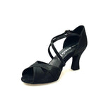 Load image into Gallery viewer, Wishdance Scarpa Basica Da donna in Raso Nero con Cuscino memorex e Cinturino Incrociato sul Collo Piede
