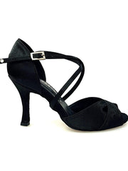 Load image into Gallery viewer, Wishdance Scarpa Basica Da donna in Raso Nero con Cuscino memorex e Cinturino Incrociato sul Collo Piede
