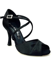 Load image into Gallery viewer, Wishdance Scarpa Basica Da donna in Raso Nero con Cuscino memorex e Cinturino Incrociato sul Collo Piede
