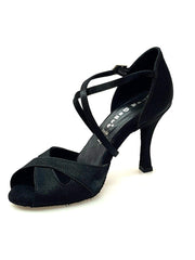 Load image into Gallery viewer, Wishdance Scarpa Basica Da donna in Raso Nero con Cuscino memorex e Cinturino Incrociato sul Collo Piede
