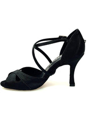 Load image into Gallery viewer, Wishdance Scarpa Basica Da donna in Raso Nero con Cuscino memorex e Cinturino Incrociato sul Collo Piede
