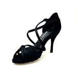 Load image into Gallery viewer, Wishdance Scarpa Basica Da donna in Raso Nero Con Fascette con Cinturino Incrociato sul Collo Piede
