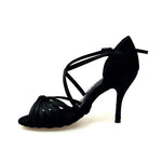 Load image into Gallery viewer, Wishdance Scarpa Basica Da donna in Raso Nero Con Fascette con Cinturino Incrociato sul Collo Piede
