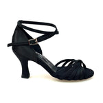 Load image into Gallery viewer, Wishdance Scarpa Basica da Donna in Raso Nero con Fascette e Cinturino Doppio sulla Caviglia
