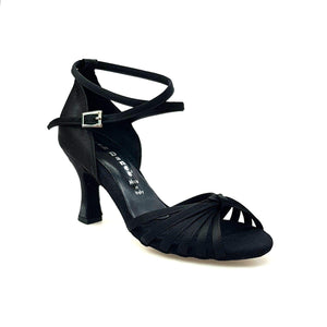 Wishdance Scarpa Basica da Donna in Raso Nero con Fascette e Cinturino Doppio sulla Caviglia