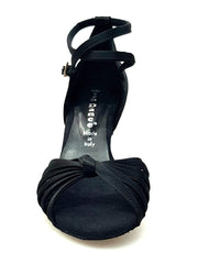 Carica immagine nella Galleria, Wishdance Scarpa Basica da Donna in Raso Nero con Fascette e Cinturino Doppio sulla Caviglia
