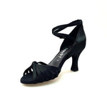 Load image into Gallery viewer, Wishdance Scarpa Basica da Donna in Raso Nero con Fascette e Cinturino Doppio sulla Caviglia
