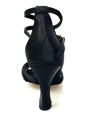 Carica immagine nella Galleria, Wishdance Scarpa Basica da Donna in Raso Nero con Fascette e Cinturino Doppio sulla Caviglia
