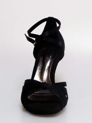 Carica immagine nella Galleria, Wishdance Scarpa Basica da donna in Raso Nero con fascette rivestite in Camoscio e tacco a Rocchetto
