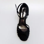 Load image into Gallery viewer, Wishdance Scarpa Basica da donna in Raso Nero con fascette rivestite in Camoscio e tacco a Rocchetto
