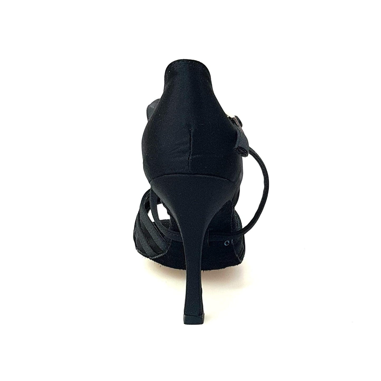 Scarpa Wishdance ORIETTA QC da donna in raso nero con retina, cuscino memorex, cinturino incrociato e tacco a rocchettino.
