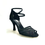 Load image into Gallery viewer, Wishdance Scarpa Basica da donna in Raso Nero con Retina e Cinturino Doppio sulla Caviglia
