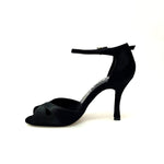 Load image into Gallery viewer, Wishdance Scarpa Basica da donna in Raso Nero e Cinturino singolo
