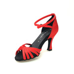 Carica immagine nella Galleria, Wishdance Scarpa Basica da donna in Raso Rosso con fascette e Cinturino Doppio sulla Caviglia
