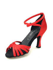 Carica immagine nella Galleria, Wishdance Scarpa Basica da donna in Raso Rosso con fascette e Cinturino Doppio sulla Caviglia
