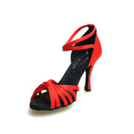 Carica immagine nella Galleria, Wishdance Scarpa Basica da donna in Raso Rosso con fascette e Cinturino Doppio sulla Caviglia
