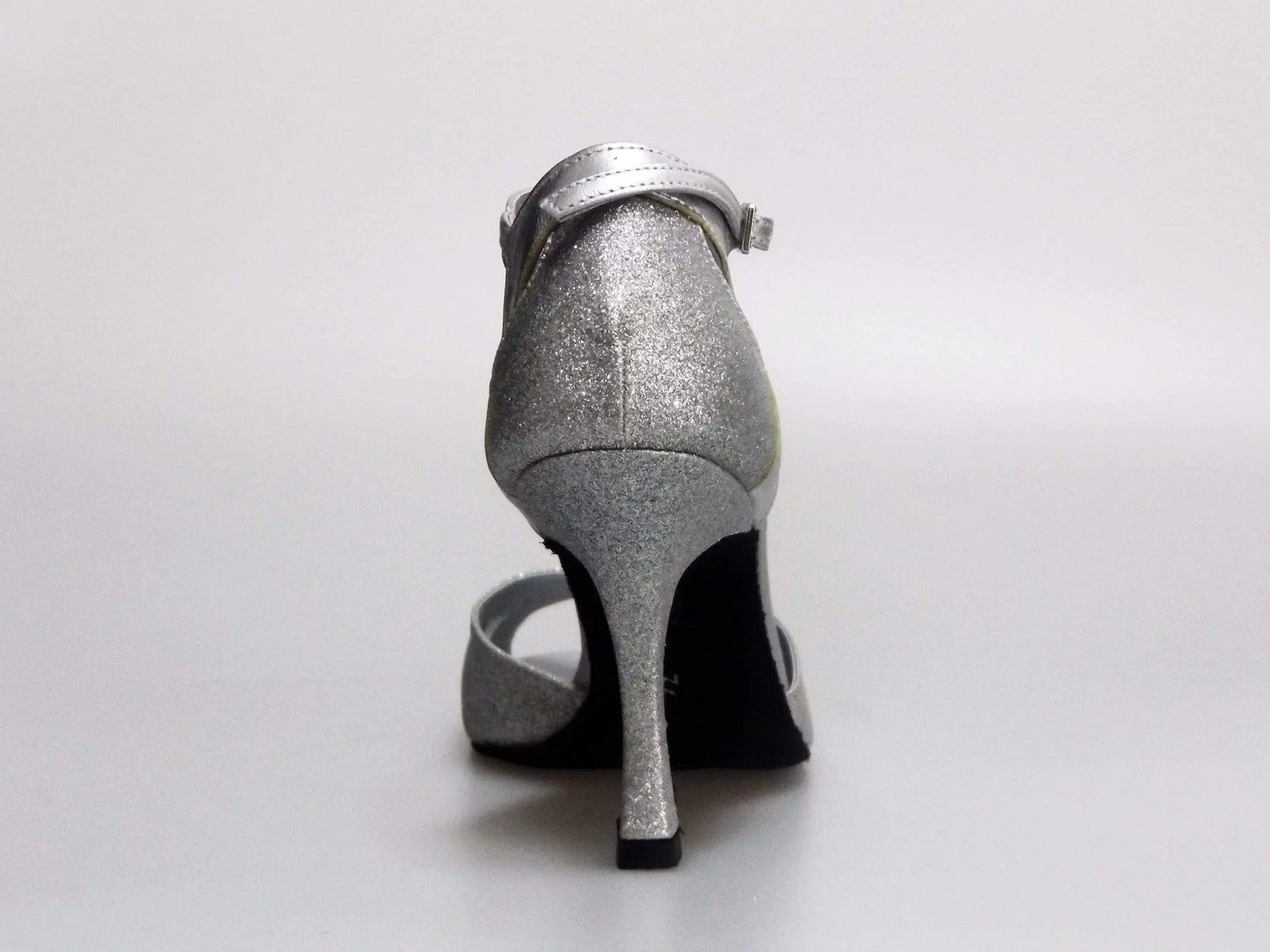 Scarpa donna Wishdance Ely QA in pelle argento e glitter, cinturino alla caviglia, tacco rocchetto, stile elegante e brillante