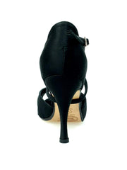 Carica immagine nella Galleria, Wishdance Scarpa Da donna in Raso Nero Cinturino Incrociato sul Collo Piede
