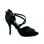 Carica immagine nella Galleria, Wishdance Scarpa Da donna in Raso Nero Cinturino Incrociato sul Collo Piede
