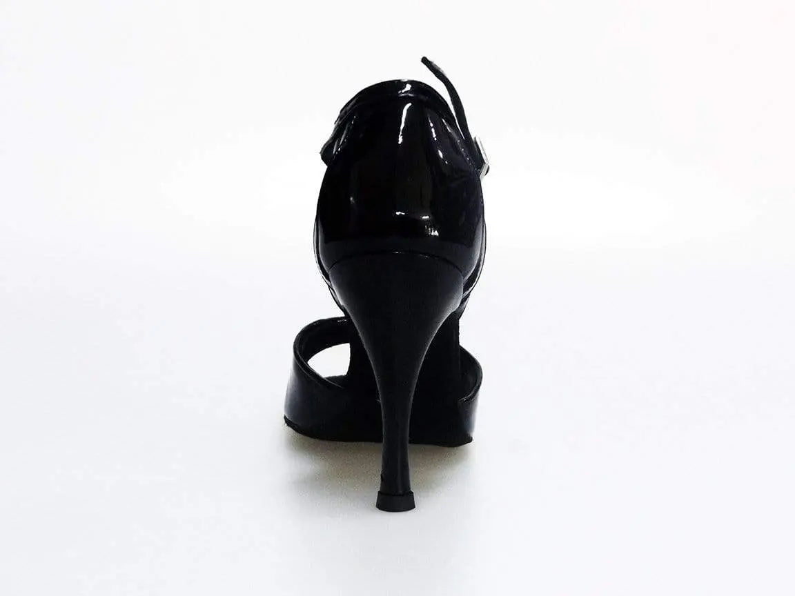 Scarpa donna in vernice nera Wishdance Asia QA 35B, elegante e lucida, con tacco moderato e design raffinato.